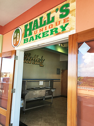 Entrance to Halls Unique bakery