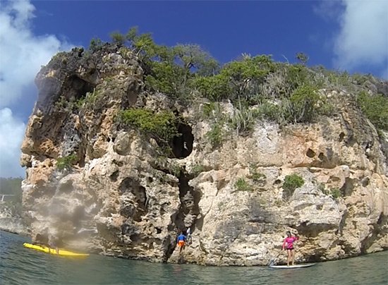 the mouth of the cave made for cliff jumping
