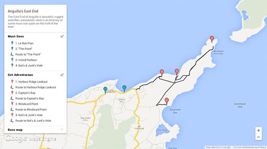 anguilla map itineraries
