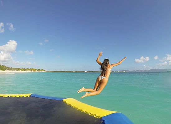 water trampoline at rendezvous bay