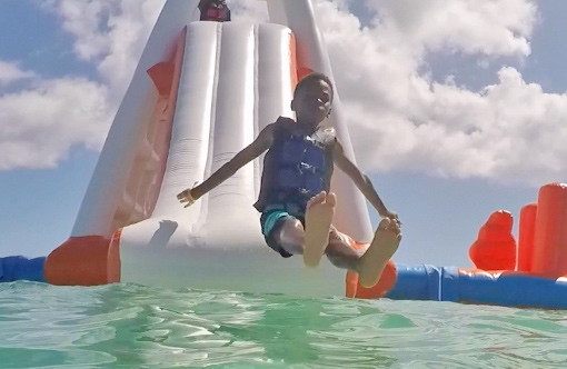 kids having fun at anguilla aqua park