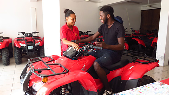 angella showing kirmani the atvs