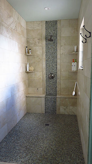 walk in shower in master suite