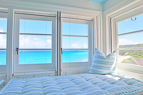 Day beds in top floor at Santosha Villa Estate on Long Bay