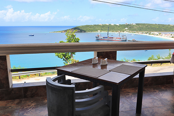 View of Sandy Ground from table at Flavours Restaurant