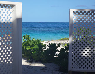 view of the sea from massage table