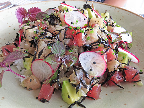 ahi tuna and kingfish poke bowl at malliouhana