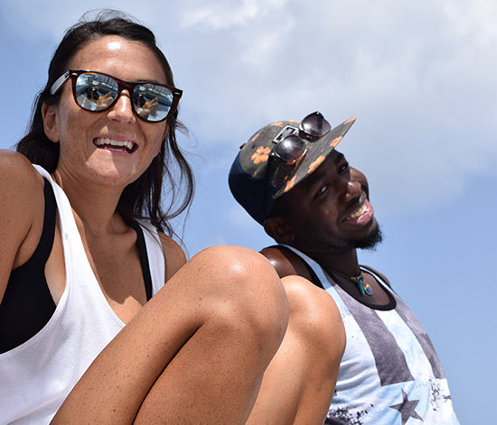 Nori Evoy and Kirmani Honore at sea in anguilla