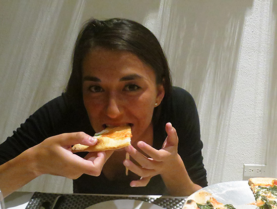 nori eating pizza