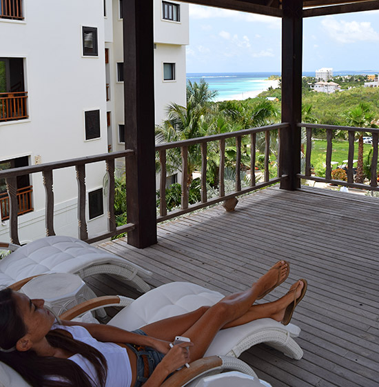 nori taking in the views of shoal bay east in the distance