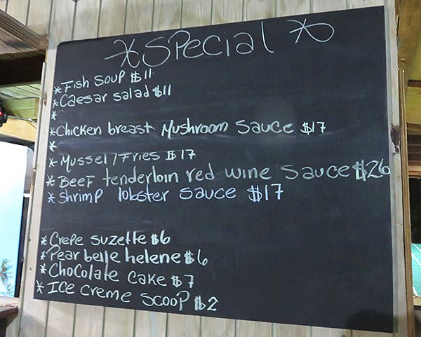 daily special menu