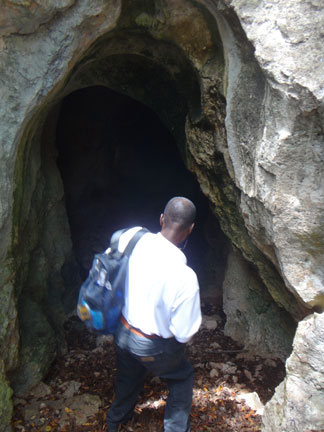 entering cavannah cave in anguilla