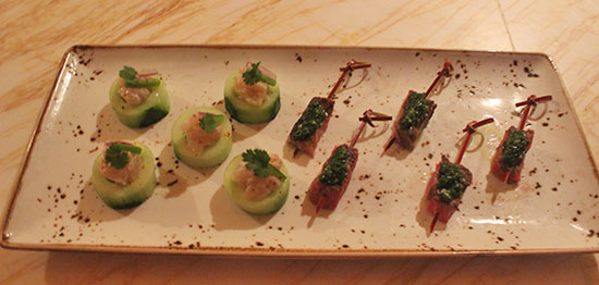 rose night appetizers including red snapper crudo