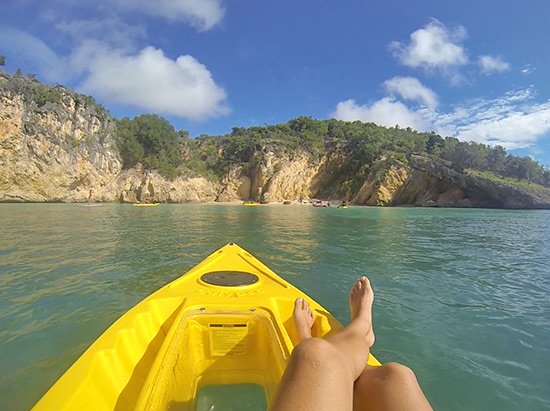 enjoying the scenery of little bay in a kayak in anguilla