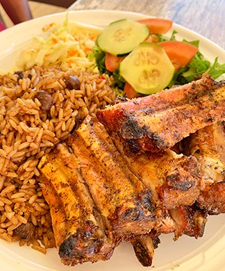 Ribs With Rice & Peas Anguilla restaurant, Johnno's