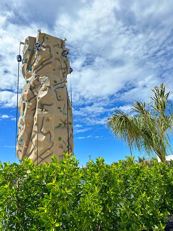 climbing wall at aurora entertainment park