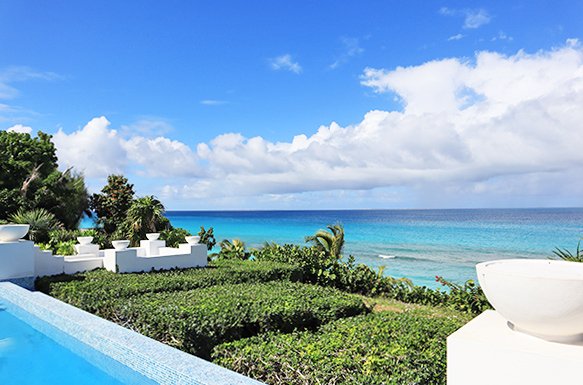 Pool view at Sand Villa, Long Bay Villas