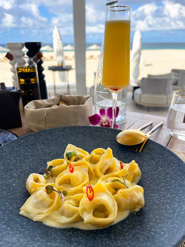 tortelli crab and asparagus