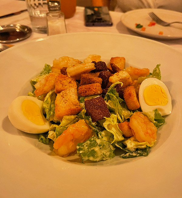 shrimp caesar salad at Buonanotte Italian Restaurant