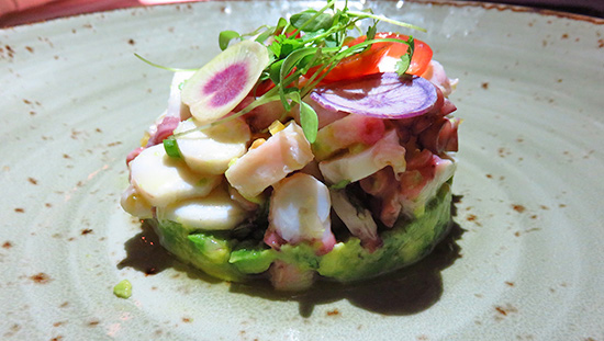 octopus avocado tartare at malliouhana