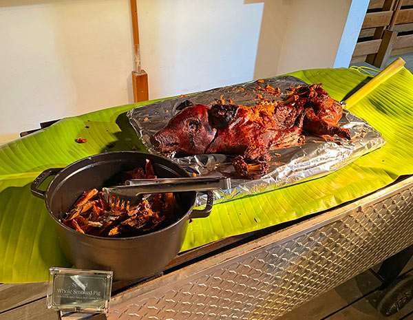 whole smoked pig at lobster bbq