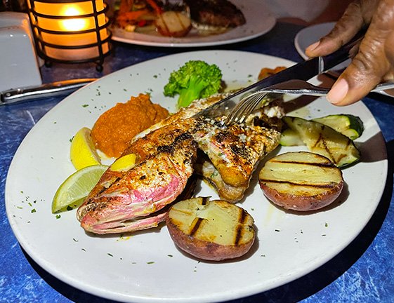 Grilled Spicy Whole Snapper at mango's anguilla