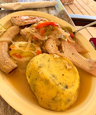 Anguilla restaurant, Johnno's, whole steamed snapper