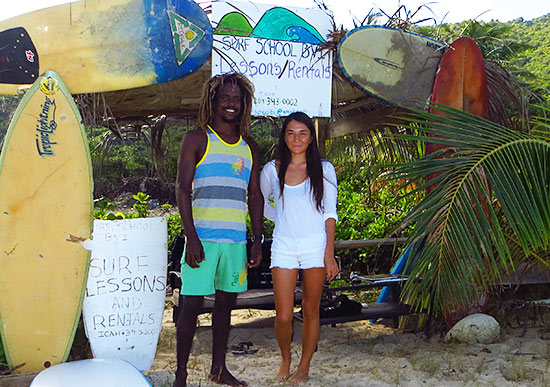 with pro sufer icah wilmot of surf school bvi