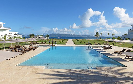 the reef by cuisinart pool with st. martin and caribbean sea in background