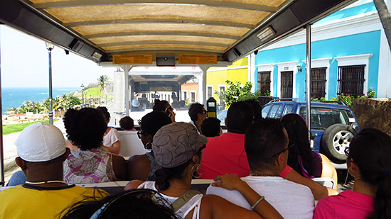 taking the tram in old san juan puerto rico