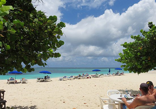 patio and restaurant view from tropical sunset