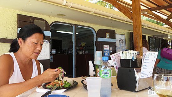 mom enjoying lunch at tropical wave