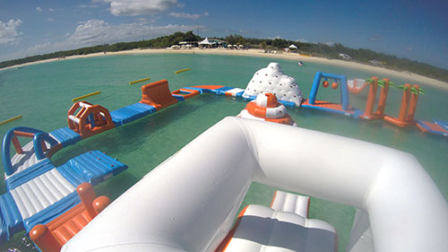 view from the top of the slide at the aqua park