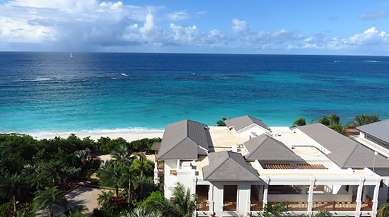 penthouse outdoor dining space view looking straight ahead to open ocean at zemi beach