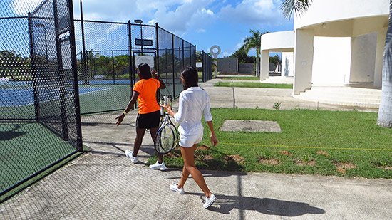 walking to the tennis court