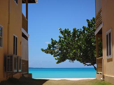 Between the buildings at Rendezvous Bay Hotel